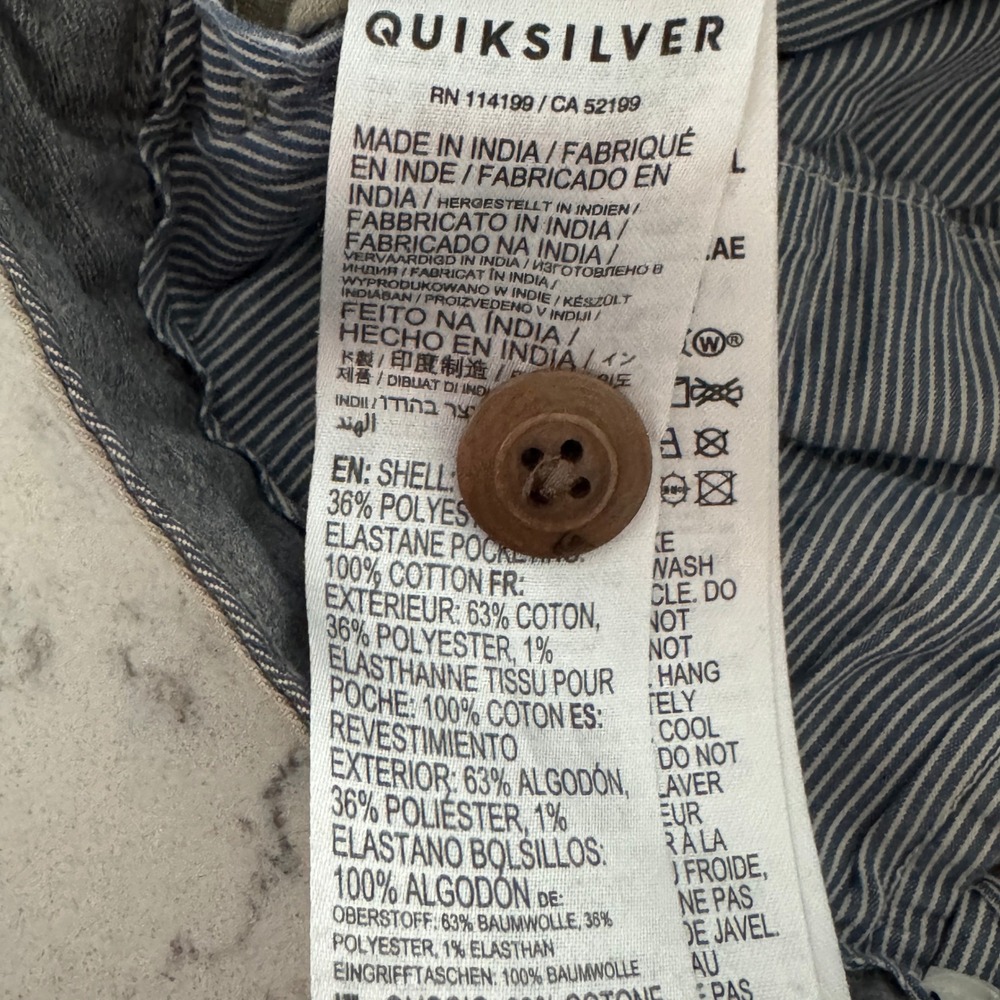 Quiksilver Chino Shorts Mens 32 Khaki Brown Cotton Blend Stretch Flat Front - Picture 4 of 10